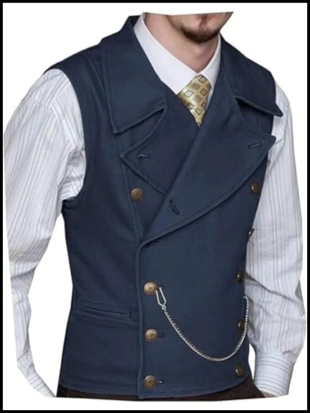 Double Breasted Vest Groomsman Wedding Waistcoat Wide Lapel Faux Suede Casual
